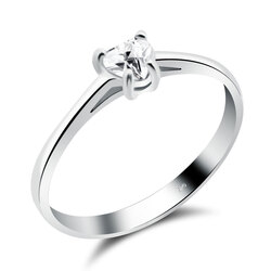 Silver Ring Heart Stone 4mm. CSR-151-4